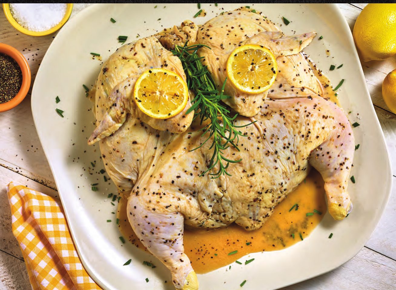 Spatchcock chicken with lemon and herbs